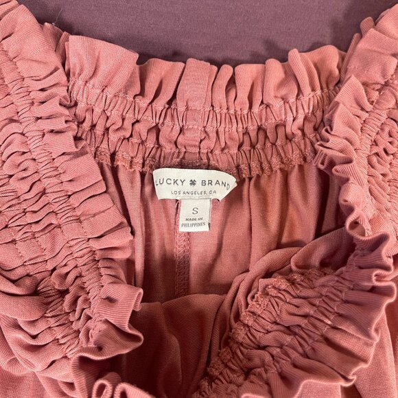 Lucky Brand Small Rose Pink Sandwash Off The Shoulder Top - Picture 2 of 5